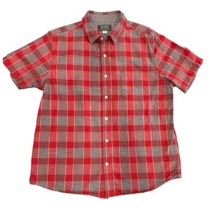 Denver Hayes Untucked Mens‎ Red Gray Plaid madras cotton preppy size large mens'